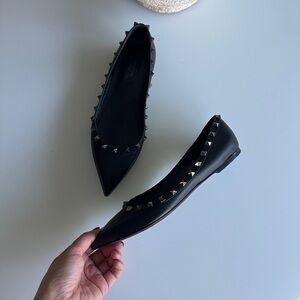 Valentino Rockstud Accents Leather Flats